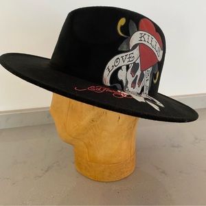 Unisex Ed Hardy by Christian Audigier Cashmere Black Hat Love Kills Slowly
